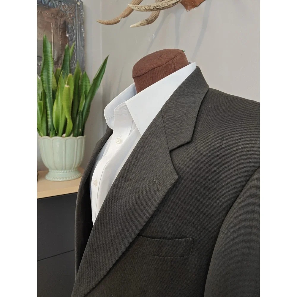 Jones New York Mens Gray Cashmere Wool Sport Coat 42L Vintage Made in USA Blazer